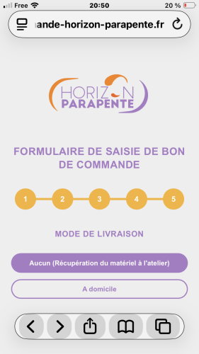 Horizon parapente commande étape 5 le transport