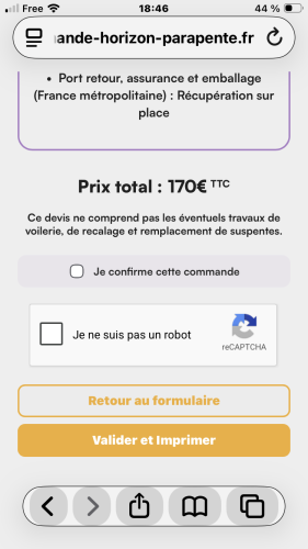 Horizon parapente validation